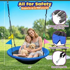Deluxe Blue Tree Swing with Comfort Pillow, 900lbs Capacity for Kids & Family