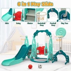 5 in 1 Toddler Slide and Swing Set, Indoor and Outdoor Kids Playset for Toddlers