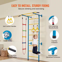 Indoor Jungle Gym for Toddlers, 5-In-1 Climbing Playset with Carbon Steel Swedis
