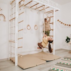 Climbing Monkey Bars Kids White Wooden Jungle Gym Monkey Bar Climber Indoor Home