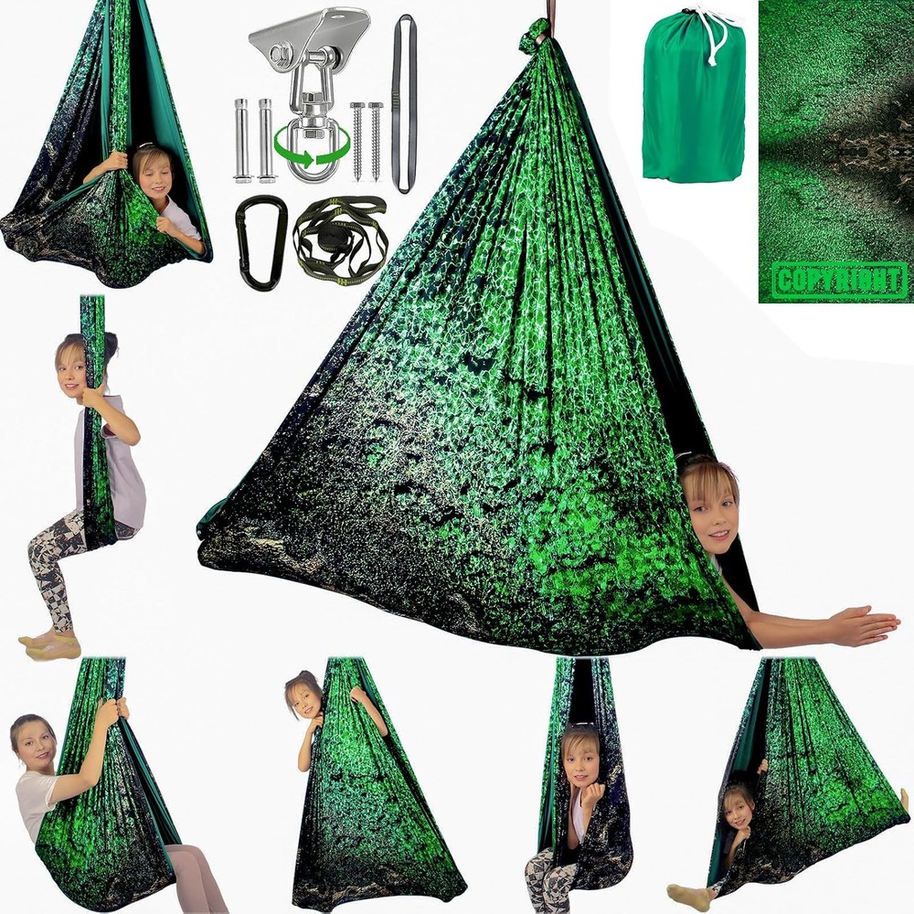HiCamer Sensory Swing 300lbs Indoor Outdoor Cuddle Swing Crystal Green