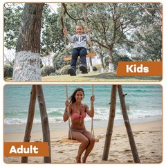 Heavy-Duty Cedar Outdoor Tree Swing for Adults/Kids, 440lb, Adjustable Rope