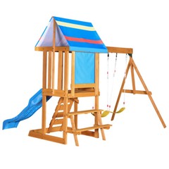 Wooden Outdoor Swing Set 3 in 1 Swing Set outdoor Children’s Playset with Slide