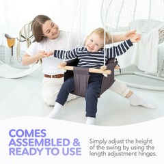 Canvas Baby Swing Seat with 5-Point Safety Belt — Wooden Hanging Toddler Swin…