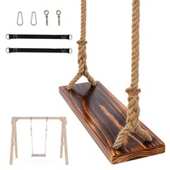 Wooden Swing Seat Nostalgic Outdoor Wood Swing for Kids Tree Swing for Adults