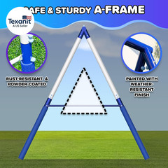 Arcadia Metal Swing Set for Kids – Trapeze, 2-Person Glider, 5Ft Slide, Anchor K