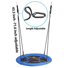 40-Inch Saucer Swing for Kids Outdoor Blue Tree Swing with Hanging Straps 800LBS