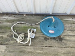 Vintage Little Tikes 4319 USA Teal Round Disc Kids Rope Swing W/ Swivel Mount
