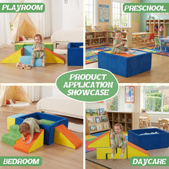 6-Piece Foam Climbing Blocks with Ball Pit for Toddlers 1-3,Soft Play Set for In