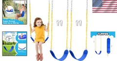 2 Pack Swing Seat Replacement Kit for Outdoor Swing Set with Heavy Duty Chains