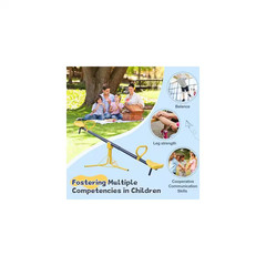 Blue Kids Outdoor Seesaw Teeter Totter with 360° Rotation, Freestanding Playgrou