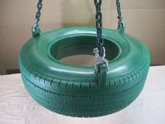 LARGE Green Plastic Tire Swing Swing Set Seat with Coated Chain