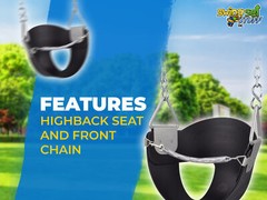 SWING SET STUFF HIGHBACK 1/2 BUCKET SEAT BLACK WITH CHAIN AND HOOKS outside 0046