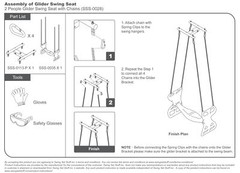 SWING SET STUFF INC. GLIDER WITH COATED CHAIN KIT YELLOW playground fun sun 0304