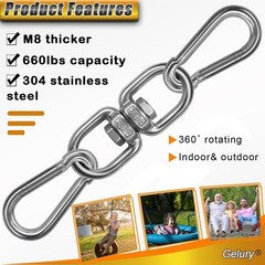 2+1 Heavy Duty 304 Stainless Steel Swing Swivel Ring, Double Ended Swivel Eye…
