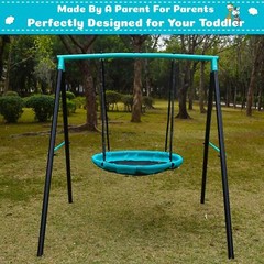 2 Person UFO Swing Set Kids Toddlers Outdoor Yard Fun Play Sturdy Safe Equipment