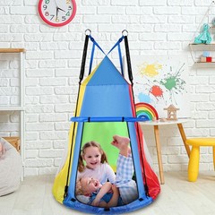 39 Inch Hanging Tent Saucer Swing with Lights, 600 LBS Capacity Outdoor Sauce…
