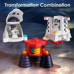 Rocket Space Adventure Playset – Kids Spaceship, Electric Drill, 2 Astronauts, S