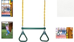 20-Inch Trapeze Swing Bar with Comfortable Gymnastic Rings for Kids