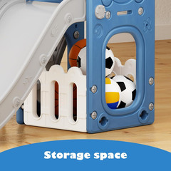 6-in-1 Toddler Slide and Climber Playset with Basketball Hoop and Telescope