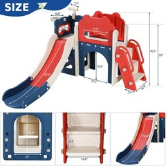 8 in 1 Kids Slide Set Toddler Climber Slide Play Set With Basketabll Hoop Tunnel