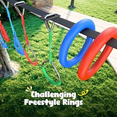 Kids Ninja Obstacle Course 65ft Rope Swing 11 Obstacles