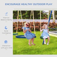 4-in-1 Kids Metal Swing Set for Backyard