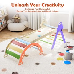 7-in-1 Toddler Climbing Toys Set – Foldable Wooden Montessori Triangle, Ramp & L