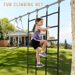 Ninja Warrior Obstacle Course Swing Set for Kids with Weather 60 FT Beige