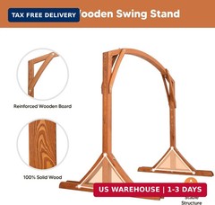 SUNCREAT Heavy Duty Wooden Swing Frame, Stable Frame Porch Swing Bench Stand for