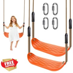BeneLabel Swing Seats: 2 Pack Orange, 50-80″ Rope, 220LB Cap for Kids/Adults
