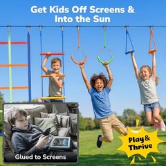 Ninja Obstacle Course 50FT Kids Backyard Monkey Bars