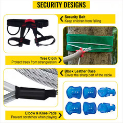 Zip Line Trolley 160 Ft. Warrior Obstacle Course with Seat, Brake and Steel Trol
