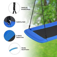 60″ Kids Giant Tree Rectangle Swing 700 lbs w/ Adjustable Hanging Ropes Blue