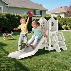 5 in 1 Toddler Slide – L-Shaped Baby Slide for Toddlers Aged 1-3 with Basketball