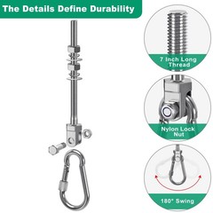 2Pcs Heavy Duty Swing Hangers, 1500LB Capacity Stainless Steel Swing Set Hook…