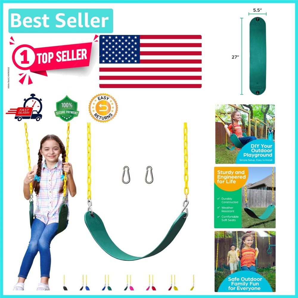 Easy Install Green Swing for Kids & Adults – Strong & Safe Playground Accessory