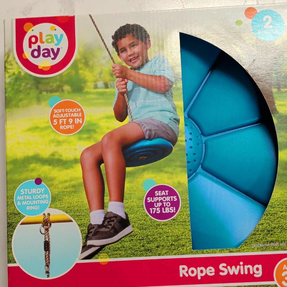 Play Day Soft Touch Adjustable Rope Swing 5 ft 9 in Rope 175 lb Ages 3+