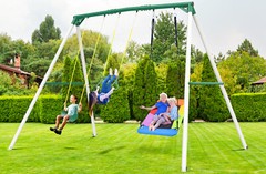 700lbs 9.5ft Heavy Duty Large Metal Swing Set Kids Adults Backyard with 3 Swings