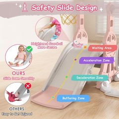 Toddler Slide and Swing Set – Baby Slide for Toddlers Age 1-2, with Basketbal…
