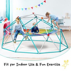 Hapfan 10ft Climbing Dome with Hammock Cargo Net Jungle Gym Outdoor Monkey Bars