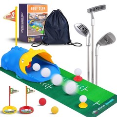 Toddler Golf Set with Bag, 3-8 Kids Set with Automatic Ball Return, Mat, LED…