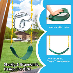 2 Pack Green Swing Seats Heavy Duty with 66″ Chain, Swing Set Accessories Replac