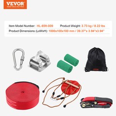 VEVOR 65 ft Zip Line Kit for Kids Adult Trolley Slackers Zipline Up to 330 lb