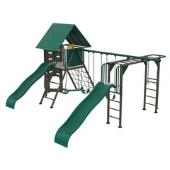 New Lifetime Big Stuff Deluxe Swing Set + 2 Slides, Monkey Bars Outdoor Kids Fun