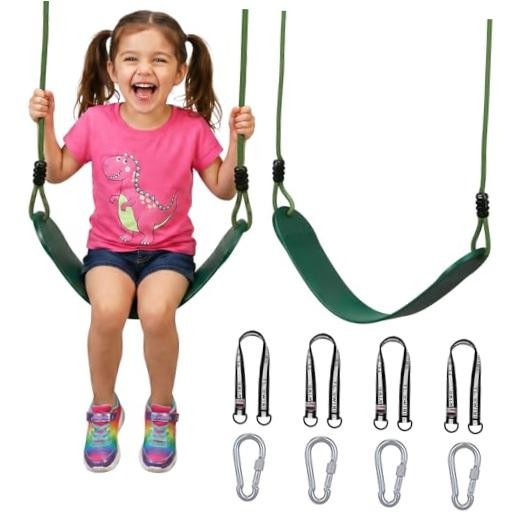 2 Pack Heavy Duty Kids Swing Seat with 79″ Adjustable Rope, 330 Green, 2 Pack