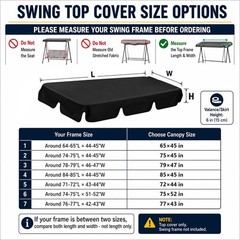 Patio Swing Canopy Replacement Top, 65×45/75×45/78×47/85×45 Outdoor 2/3 Seate…