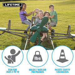 Playground Equipment Airplane Teeter Totter Kids Backyard See Saw, Green Brown