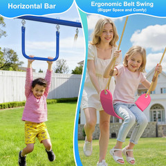 5-in-1 Kids Swing Set with Slide, Saucer, Trapeze & Basketball Hoop