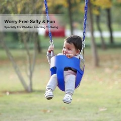 Baby Swing High Back Toddler Bucket Seat w/ Coated Chains & Carabiner, Blue